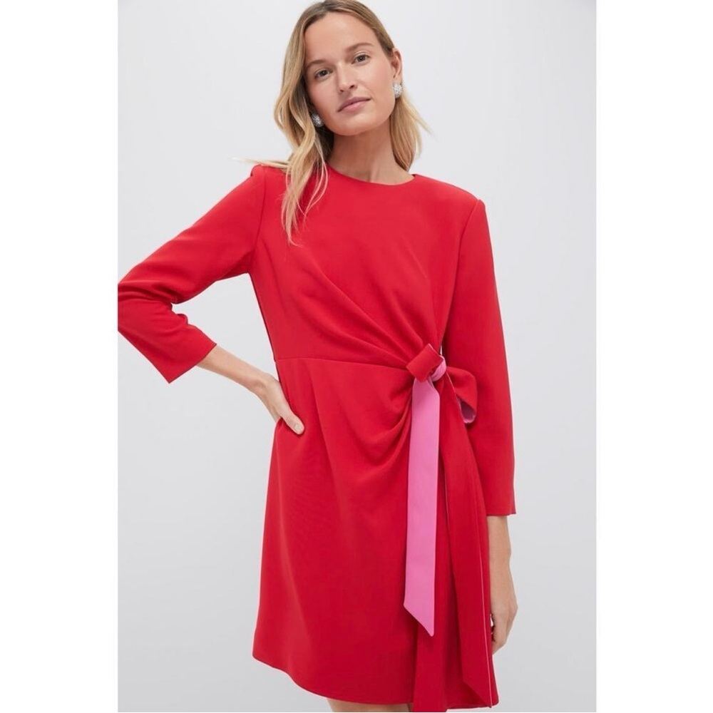 Tuckernuck | Romantic Poppy Hot Pink Sienna Mini Dress Tie Wrap Bow ~ NWT Medium - Picture 2 of 14